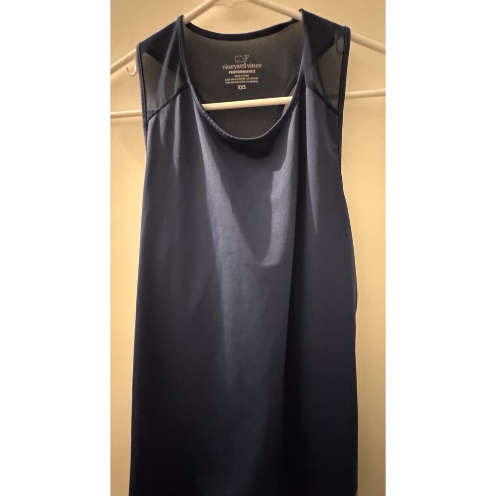 VINEYARD VINES Women's Performance Tank BLUE Mesh Back Detail Size XXS